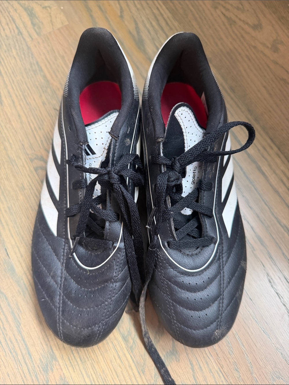 adidas Black and White Soccer Cleats with Pink Insoles